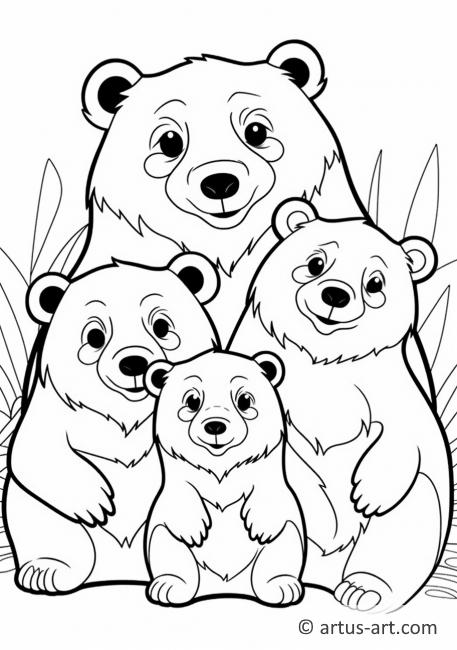 Раскраска милых медведей солнца для детей